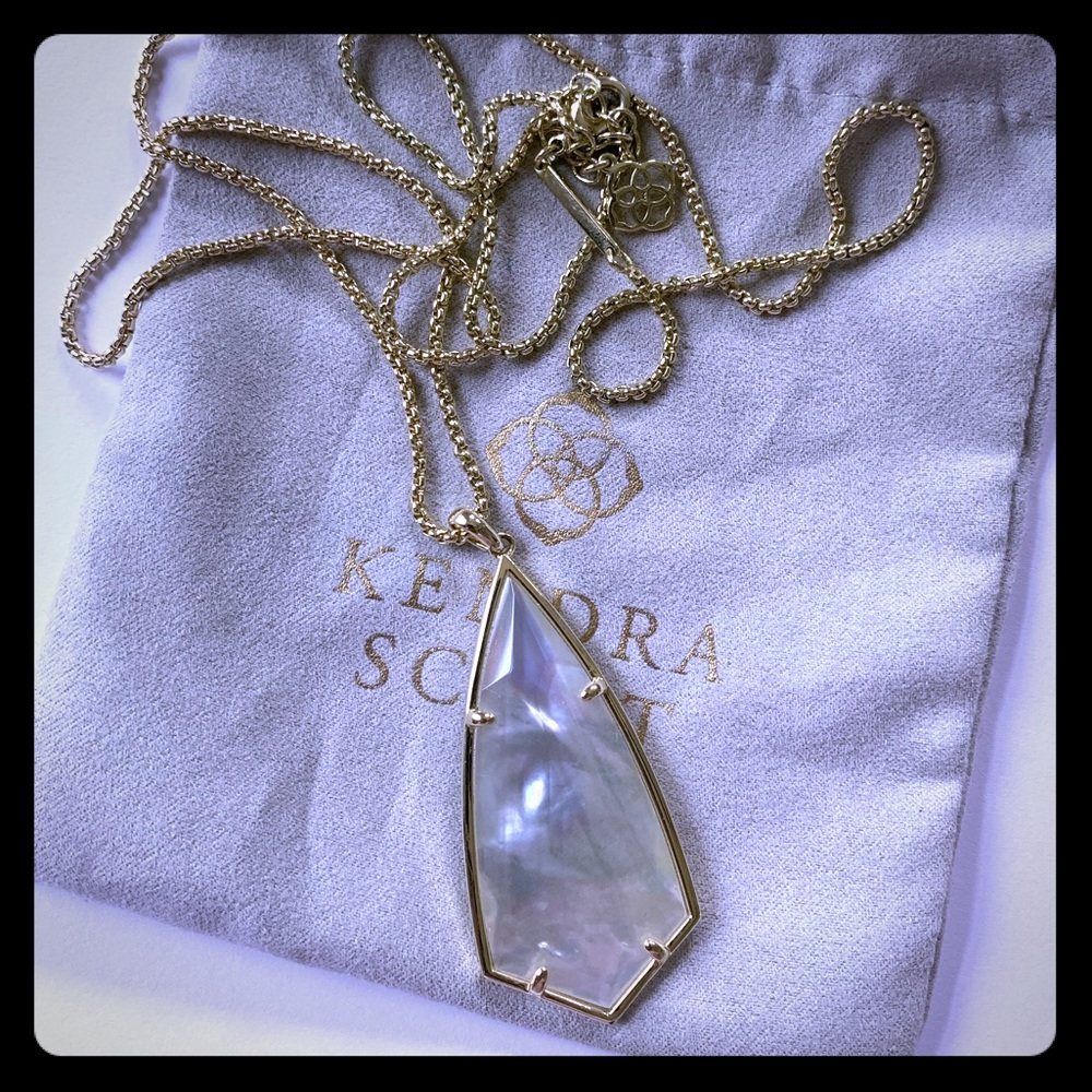 Kendra Scott White Iridescent Pendant Necklace